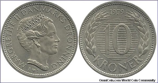 Denmark 10 Kroner 1979