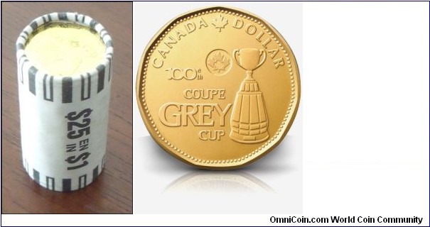 Grey Cup centennial $1 coin roll (25)