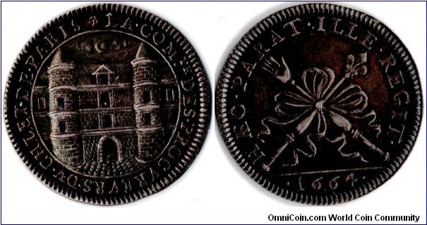 very rare silver jeton issued for the Procureurs du Chatelet (Paris) in 1664