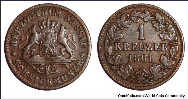 NASSAU~1 Kreuzer 1861.