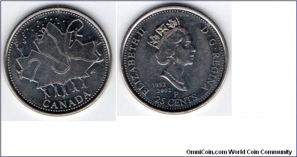 25c 
Canada Day 
Children & Maple Leaf 
dated 1952 2002 
Mint p Ottawa 