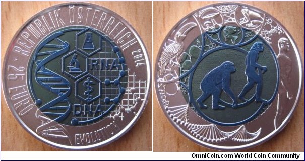 25 Euro - Evolution - 16.5 g Ag .900 + Niobium - mintage 65,000