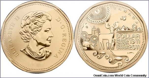 Canada, 1 dollar, 2011 Parks Canada Centennial $1 Circulation 5-Pack