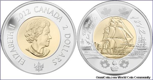 Canada, 2 dollars, 2012 The War of 1812 Series, HMS Shannon, Circulation 5-Pack