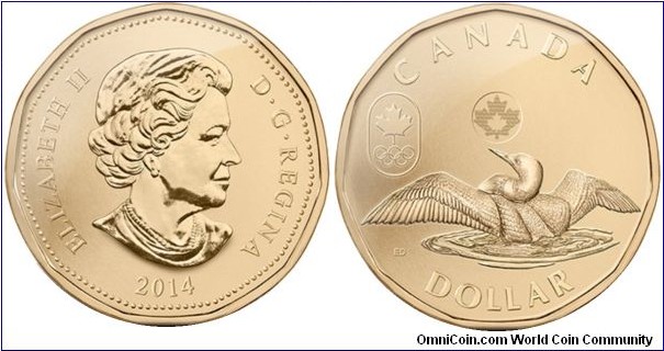 Canada, 1 dollar, 2014 Lucky Loonie, Circulation 5-Pack