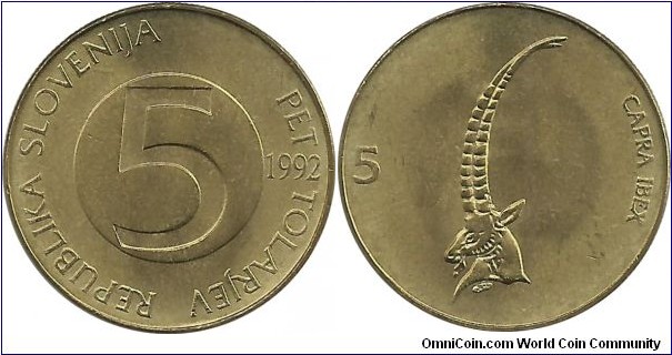 Slovenia 5 Tolarjev 1992