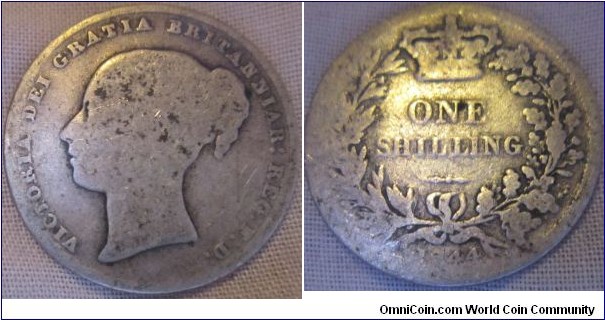 1844 fair grade shilling