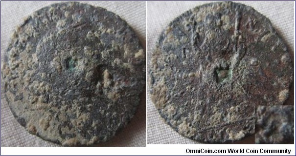 Tin farthing of William and Mary, more likely to be 1692 then 1690 due to the remains of the final number curve.