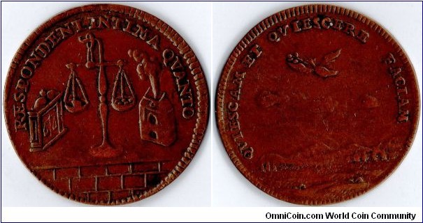 copper jeton issued to commemorate the Peace Treaty of Nijmegen in 1688