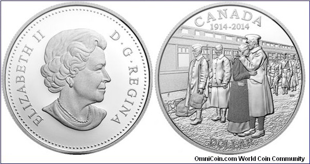 Canada, 1 Dollar, 2014 100th Anniversary of the Declaration of the First World War, Proof Fine Silver Dollar