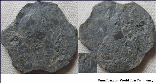 a badly damaged 1690 farthing, very few details remain, on of these details is the last date numeral however.
