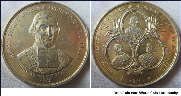 1871 Victims Sibour Affre Darboy Bishop Guibert Archbishop Paris Medal