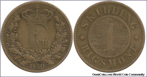 Denmark 1 Skilling Rigsmont 1860