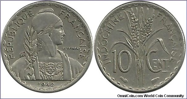 French Indochina 10 Centimes 1940
