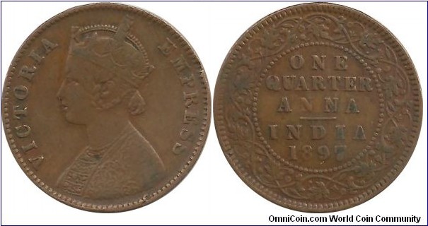 India-British ¼ Anna 1897(C)