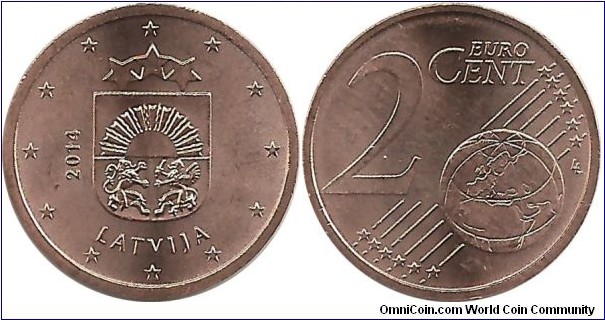 Latvia 2 Eurocent 2014