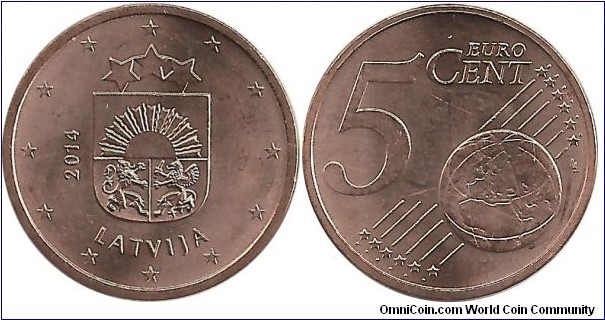 Latvia 5 Eurocent 2014