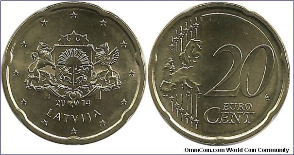 Latvia 20 Eurocent 2014