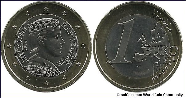 Latvia 1 Euro 2014