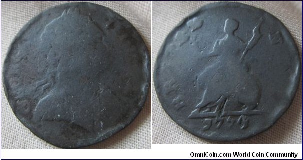 interesting contemporary counterfeit farthing dated 1770