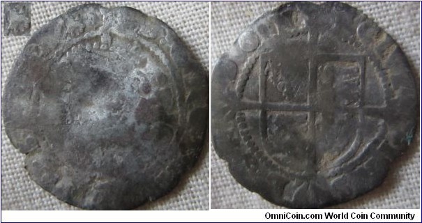 Elizabeth I coin, probably a Halfgroat, clear Eglantine mintmark so struck between 1573-77