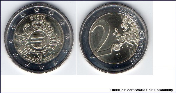 2 euros 
10 Years of Euro in Circulation