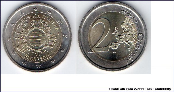 2 euros 
10 Years of Euro in Circulation