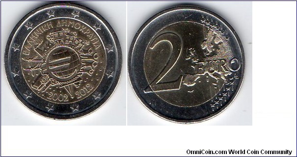 2 euros 
10 Years of Euro in Circulation