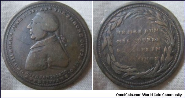 George III death memorial token from 1820