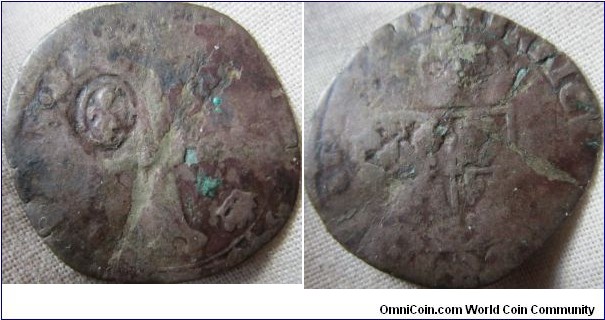 Counterstamped Douzain possibly of Henry III or IIII very worn and hard to date thus