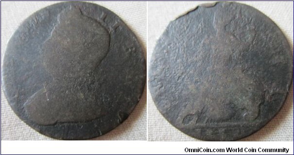 hard to date halfpenny possibly 1730