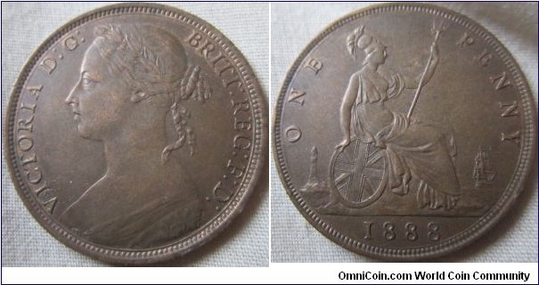 EF 1888 bun head penny, good % of lustre in legends and date