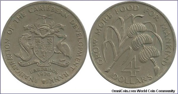 Barbados 4 Dollars 1970-FAO