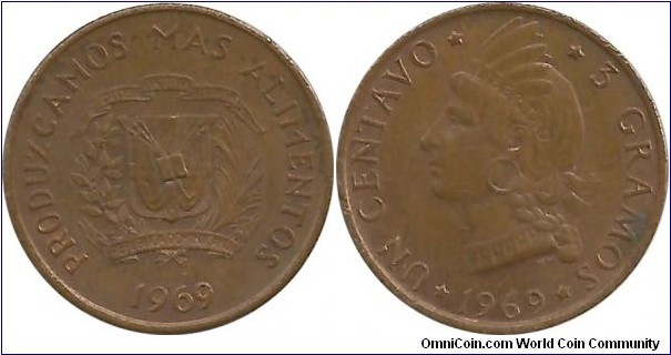 DominicanRepublic 1 Centavo 1969-FAO