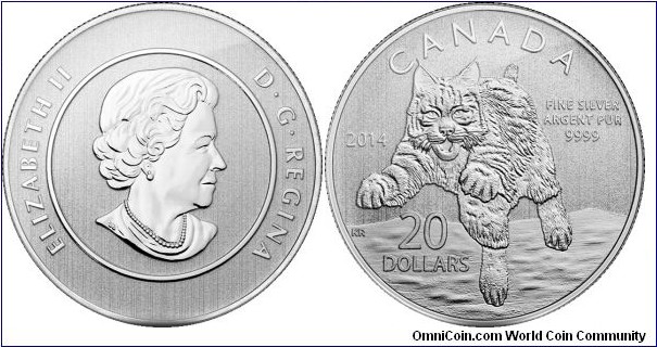 Canada, 20 dollars, 2014 - $20 for $20 Fine Silver Coin - Bobcat