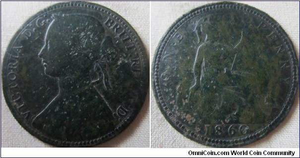 1860 beaded boarder penny, fair grade