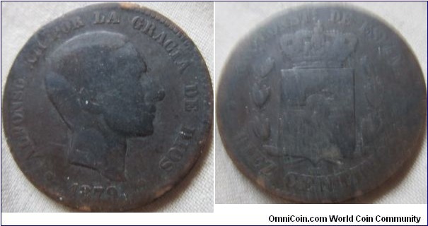 10 centimos low grade 1879