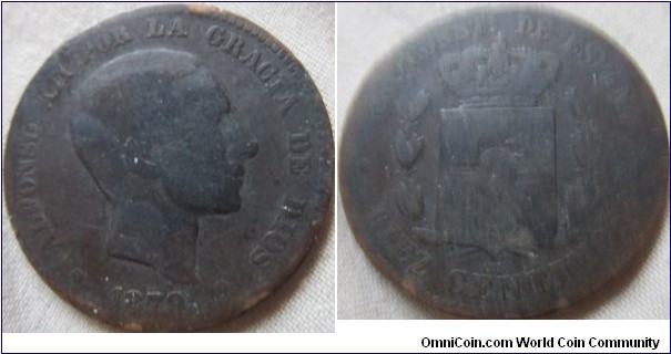 10 centimos low grade 1879