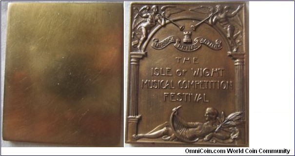 1880-1910 medal from the isle of white Musician competition festival bronze medal in art nouveau style