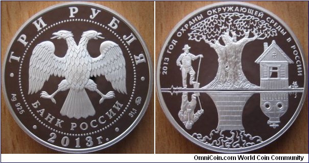 3 Rubles - Preservation of the environment - 33.94 g Ag .925 Proof - mintage 5,000