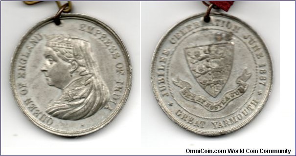 Queen Victoria Commemorative Jubilee Medal issued in Great Yarmouth