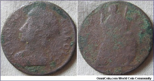 corroded Charles II farthing, date destroyed
