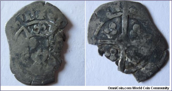 Hammered penny of Edward, probably IV, sadly too badly cliped and worn to Identify the mint.