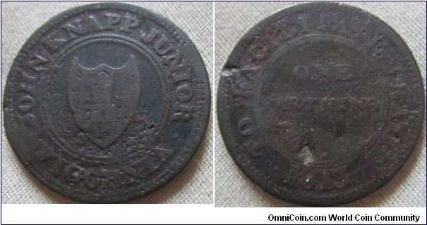 John Knapp Jr trade token from Worcester