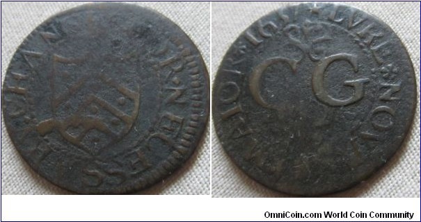 a Gloucester farthing token from 1657