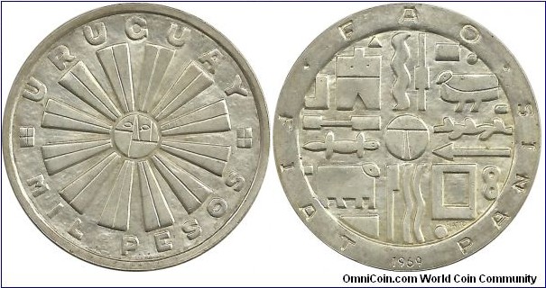 Uruguay 1000 Pesos 1969-FAO