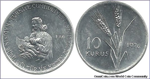 Türkiye 10 Kurus 1976-FAO