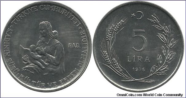 Türkiye 5 Lira 1976-FAO