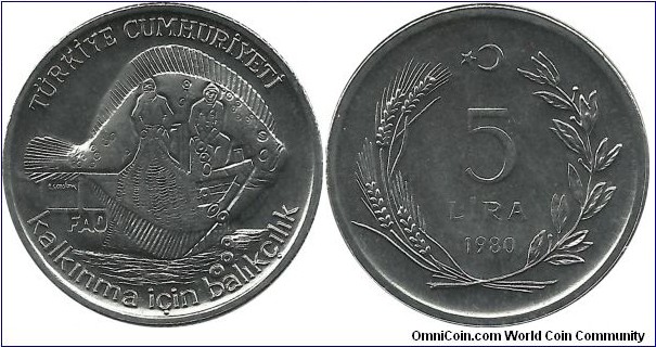 Türkiye 5 Lira 1980-FAO