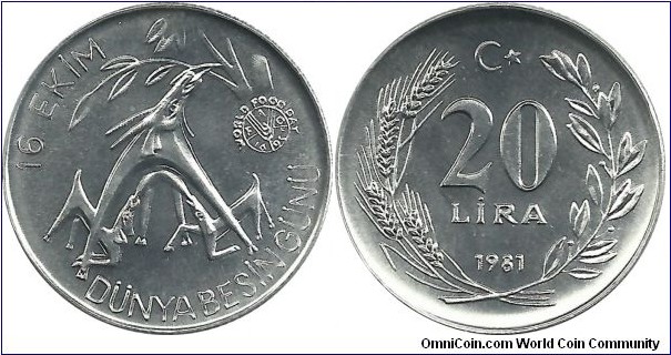 Türkiye 20 Lira 1981-FAO